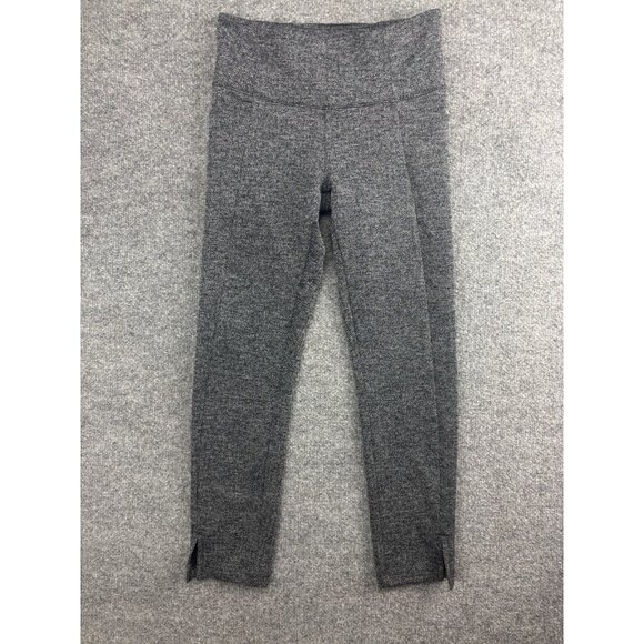 Athleta Pants - Athleta Tight Crop Pants Leggings Women's XS Black White 2 Zip Pockets Slit Hem